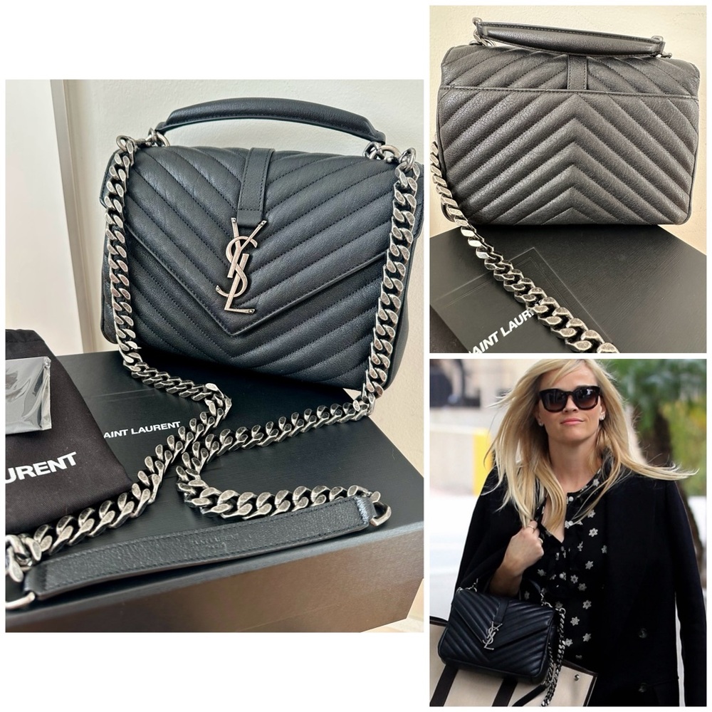 Like New! YSL Saint Laurent College Medium in Quilted Leather 2 way Crossbody